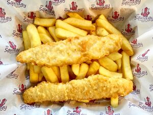 Mr Squidgy Barramundi and Chips